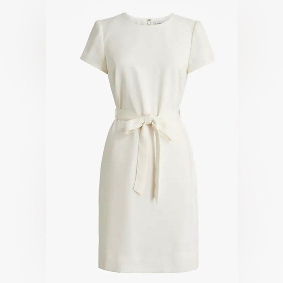 J Crew Factory NWT Petite Belted Suiting Dress Size 6P in Ivory - Picture 5 of 8